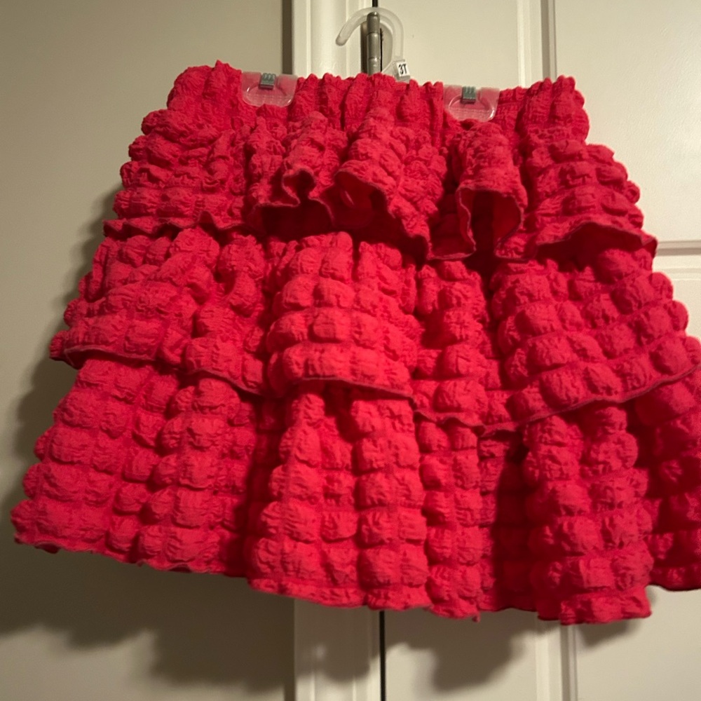 Stylish Red Ruffled Skirt